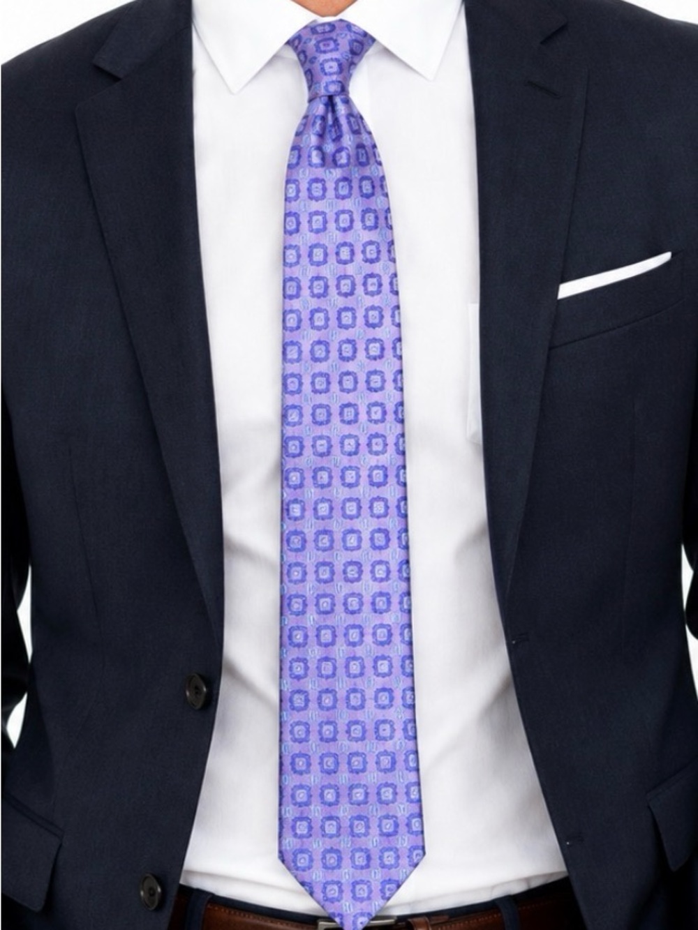 Kirkland Men's lavender/Purple Geometric patterned Silk Tie - Classic Pattern